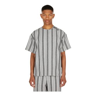 Snow Peak T-Shirts, male, Gray, Size: S Dobby Stripe T-Shirt
