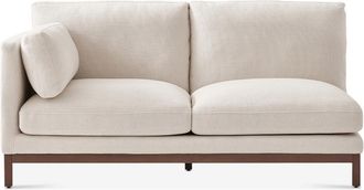 Castlery Owen Left Arm 2 Seater Couch, Basketweave Cream Walnut, Beige Color, Castlery Furniture