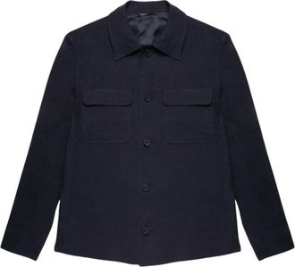 Brooks Brothers Linnen Shirt Jacket - Heren - Zomerjassen - Blauw - L - Linnen - Jassen