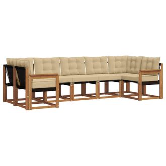 vidaXL Conjunto De Sof&aacute;s De Exterior Con Coj&iacute;n 7 Pcs Natural Y Beige Vidaxl