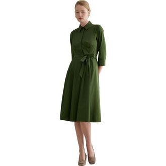 Hobbs London Brigitta Midi Dress in Pine Green at Nordstrom, Size 14