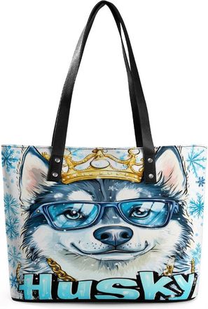Generic Siberian Husky Tote Bags for Women Cute Shoulder Purses Handbags