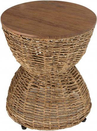 Macabane Taburete de madera de teca reciclada beige