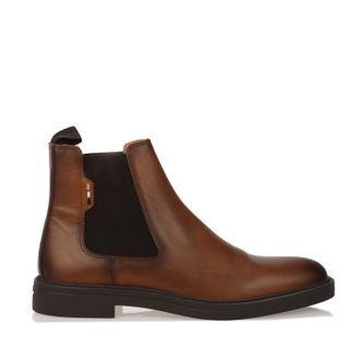 HUGO BOSS Mens Calev Chelsea Boots in Beige Leather - Size UK 6