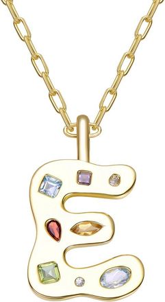 Genevive 14K Plated Cz Alphabetical Necklace
