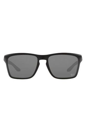 Oakley Sylas 57mm Prizm Rectangular Sunglasses in Shiny Black at Nordstrom Rack