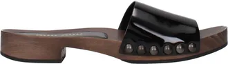 Miu Miu Black Leather Womens Slippers