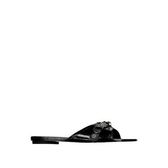 Balenciaga Sliders, female, Black, 2 1/2 UK, Chic Bow Detail Flat Sandals