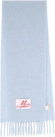 Marni Light Blue Alpaca Fringed Scarf