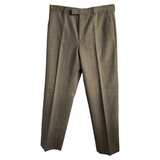 Gucci Gucci gestreepte broek met visgraatmotief in bruine wol