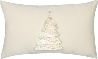 Elaine Smith Fraser Fir Handmade Applique Woven Accent Holiday Pillow in Ivory at Nordstrom, Size 12X20