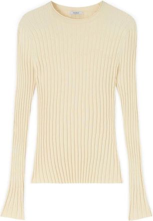 Motivi Truien & Vesten, Dames, Wit, XS, Nylon, Trui met platte ribbel en wijde manchet