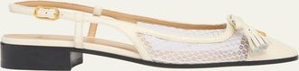 Valentino Garavani 25mm VLogo Signature Valet Mesh and Leather Ballerina Flats