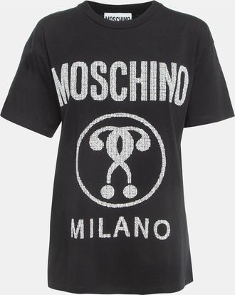 Moschino Black Logo Print Cotton Half Sleeve T-Shirt XS