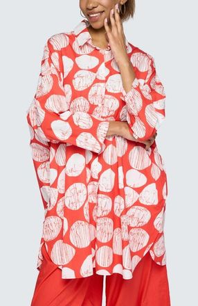 Luukaa D'Celli Niva Printed Poplin Shirt-Tunic in Mandarin Print at Nordstrom, Size X-Large