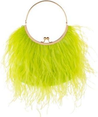 Olga Berg Penny Feathered Frame Bag in Chartreuse at Nordstrom Rack