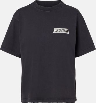 Balenciaga Logo distressed cotton jersey T-shirt