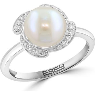 Effy Freshwater Pearl & Diamond Pav&eacute; Ring in White at Nordstrom Rack, Size 7
