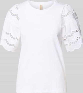Soyaconcept T-Shirt mit Lochstickerei Modell LORAINE in Weiss, Gr&ouml;&szlig;e XXL