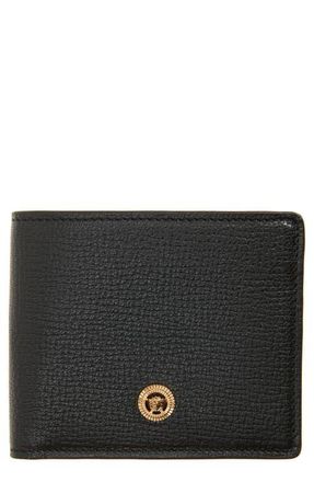 Versace Medusa Leather Bifold Wallet in Black/Versace Gold at Nordstrom