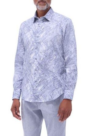 Bugatchi Julian Shaped Fit Stretch Cotton Button-Up Shirt in Cobalt at Nordstrom Rack, Size Xx-Large