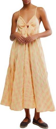 Free People Via Gingham Cotton Seersucker Sundress in Creamsicle Combo Eve at Nordstrom Rack, Size X-Small