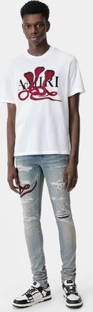 Amiri Snake T-Shirt In White And Red