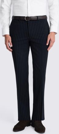 Moss Slim Fit Navy Stripe Trousers
