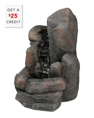 Sunnydaze Rock Falls Solar With Battery Backup Outdoor Water Fountain With $25 Credit