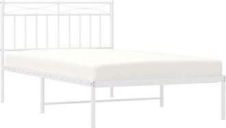 vidaXL Metal Bed Frame without Mattress with Headboard White 100x200cm Vidaxl