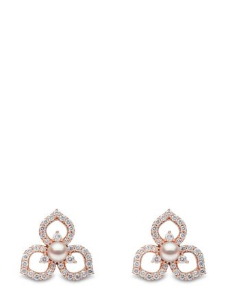 Yoko London Orecchini in oro rosa 18kt con diamanti e perle Akoya