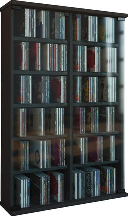 ebuy24 Ebuy24 - Vcm Cd Shelf Wood Gabinete De Cd Con Puertas De Vidrio De Seguridad Esg Para 300 Cd O 130 Dvds O 72 V&iacute;deos Dimensiones: Al. 92 X An. 60 X P. 
