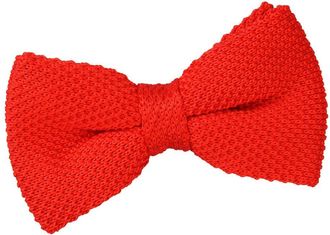DQT Men Knit Knitted Plain Casual Pre-Tied Bow Tie in Red