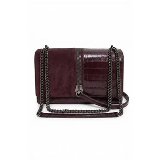 John Richmond Bolso Cruzado con Cremallera Central y Estampado de Cocodrilo - Bags - Mujer - Marr&oacute;n - ONE SIZE