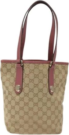Gucci Pre-owned Canvas gucci-bags - Dames - Vintage Shopper - Beige - ONE Size - Leer - Vintage