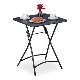 Relaxdays Relaxdays - Mesa De Jard&iacute;n Plegable Y Resistente A La Intemperie, Cuadrada, 74 X 59 X 59 Cm, Hecha De Acero, Antracita