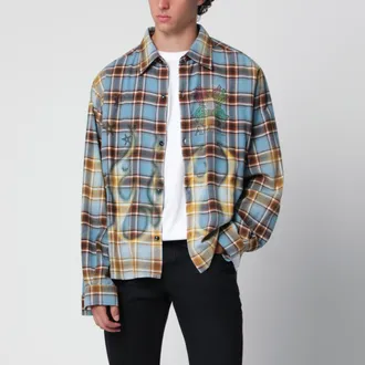 Amiri Camicia MA Quad blu in flanella di cotone