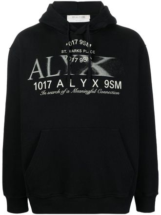 Alyx logo-print cotton hoodie - men - Cotton - S - Black