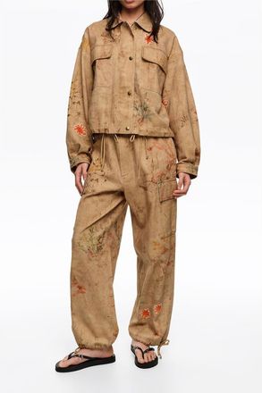 Bimba & Lola Cargo Trousers With Stitching And Patches in Underwater Garden at Nordstrom, Size 34 Eu