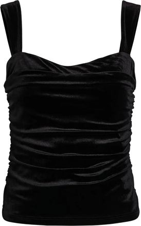 Reformation Trish ruched velvet top - Black