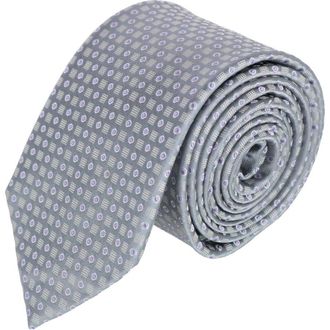 Trafalgar Store Ewing Square and Polka Dot Business Silk Necktie in Grey With Purple Polka Dots at Nordstrom