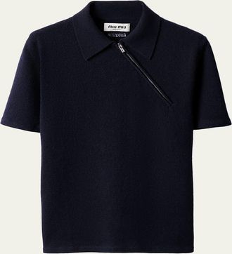 Miu Miu Cashmere Short-Sleeve Polo Shirt