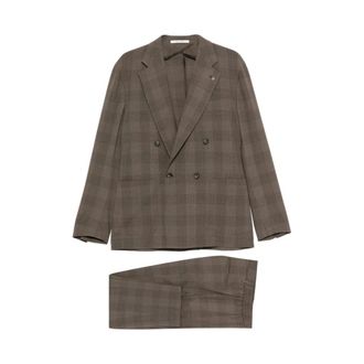 Tagliatore Double Breasted Suits, male, Brown, Size: M A-Norman1D Et903