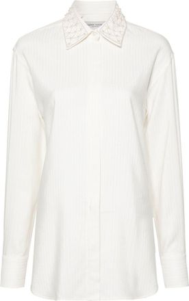 Golden Goose ribbed-effect shirt - women - Silk/Viscose - S - Neutrals