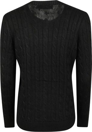 Ralph Lauren Truien & Vesten, Dames, Zwart, L, Katoen, Kabelgebreide Katoenen Vest