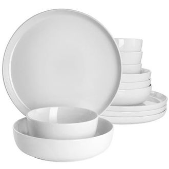 Gibson Home Avisala 12 Piece Fine Ceramic Dinnerware Set in White at Nordstrom
