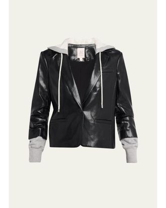 Cinq &agrave; Sept Hooded Vegan Leather Jacket
