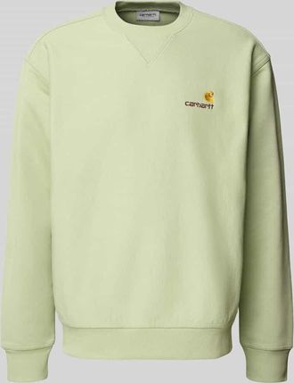 Carhartt Work in Progress Sweatshirt mit Rundhalsausschnitt und Label-Stitching in Hellgruen, Größe XL