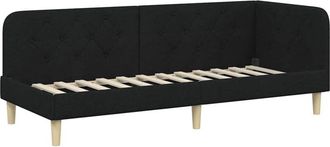 vidaXL Corner Bed Frame with Headboard Black 80 x 200 cm Fabric vidaXL