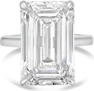Diana M. Jewels Platinum 5.00 cts Emerald Diamond Under Halo Ring